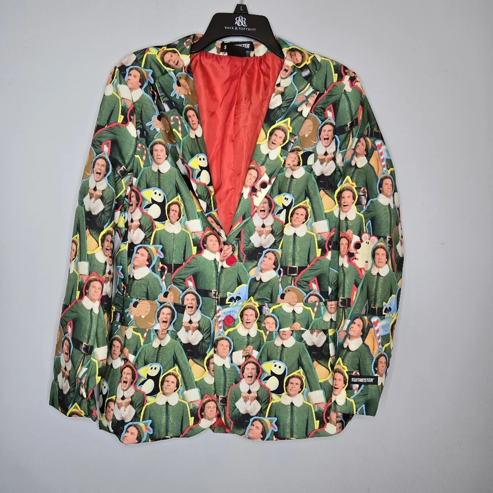 Suitmeister‎ Sport Coat Blazer Small 34 36 Buddy The Elf Christmas Holiday Party
